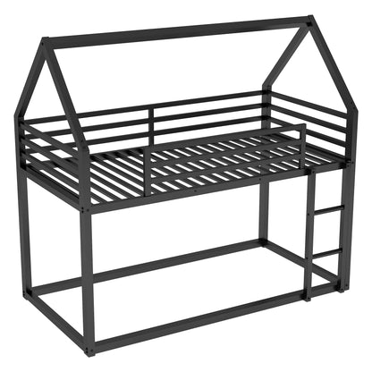 Twin House Bunk Bed Black