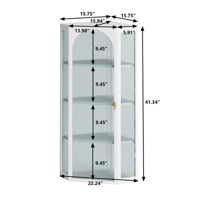 Glass Corner Wall Cabinet – White