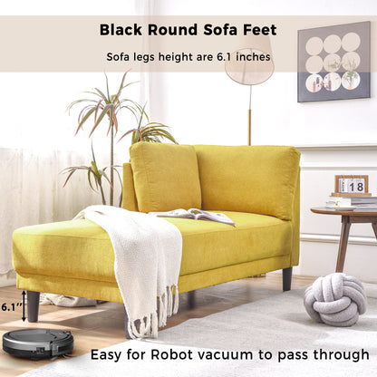 Mid-Century Fabric Chaise Lounge Beige