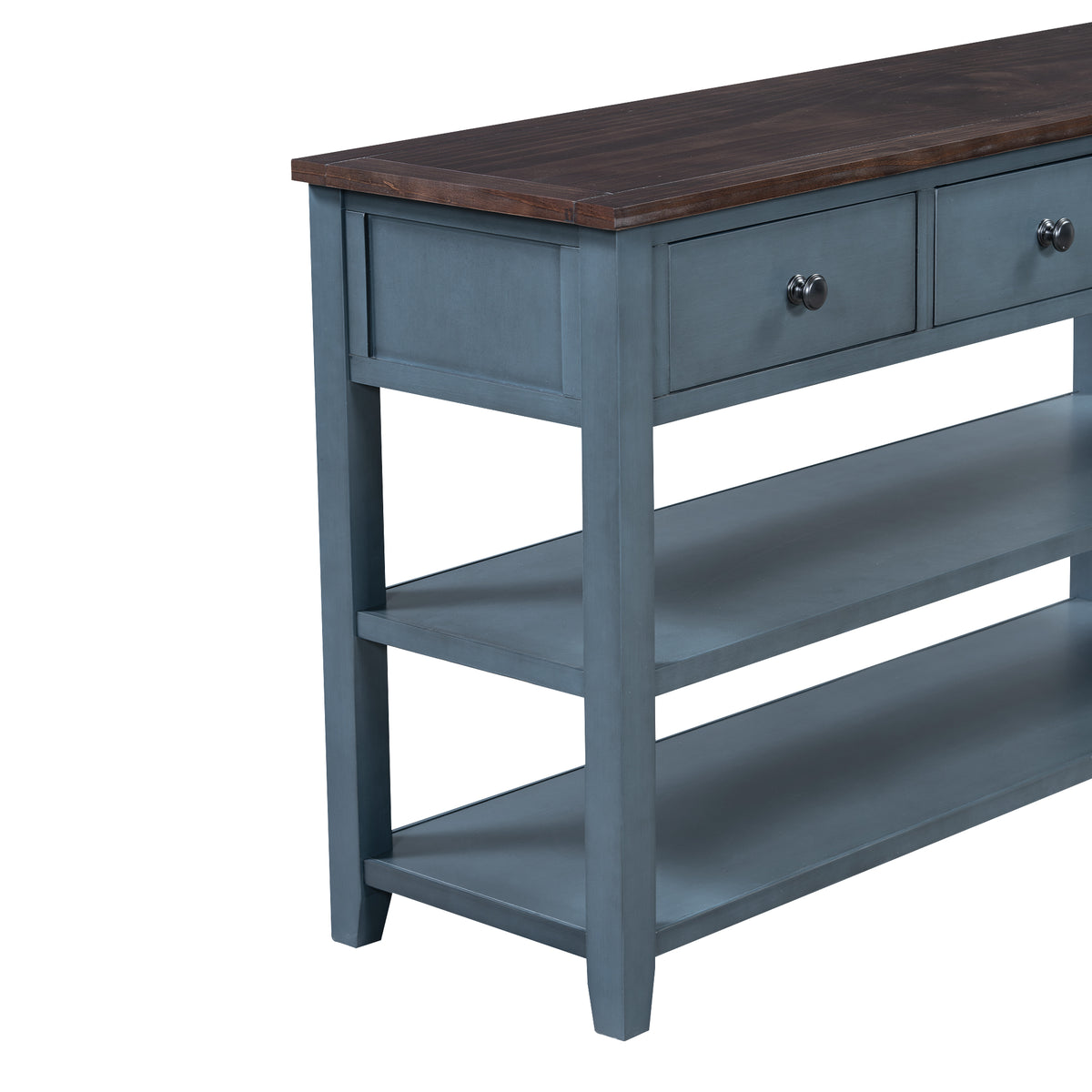 Retro Console Table with Shelves Navy Espresso