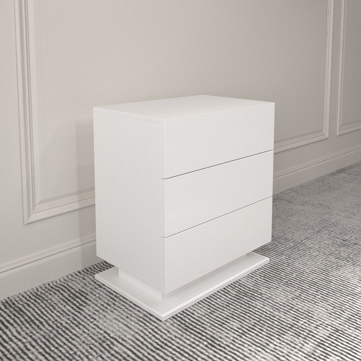 Modern 3-Drawer LED Bedside Table
