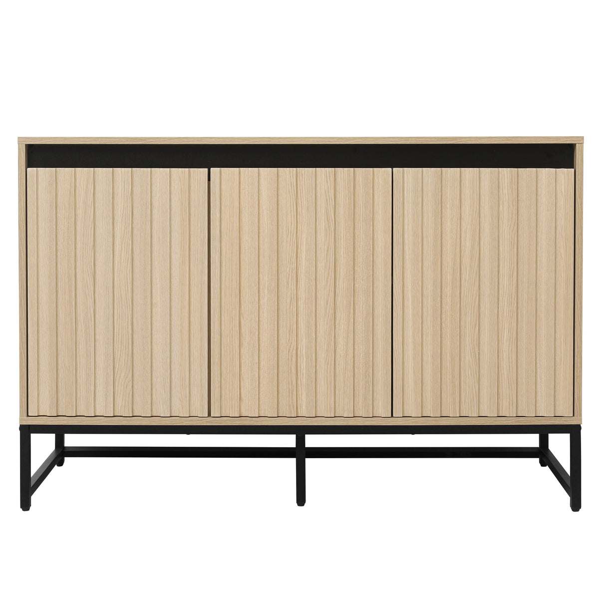 Engraved 3-Door Sideboard Cabinet with LED Lighting
