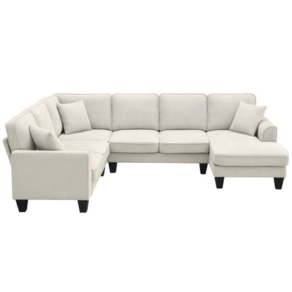 Modern Fabric Sectional Sofa – 7-Seater