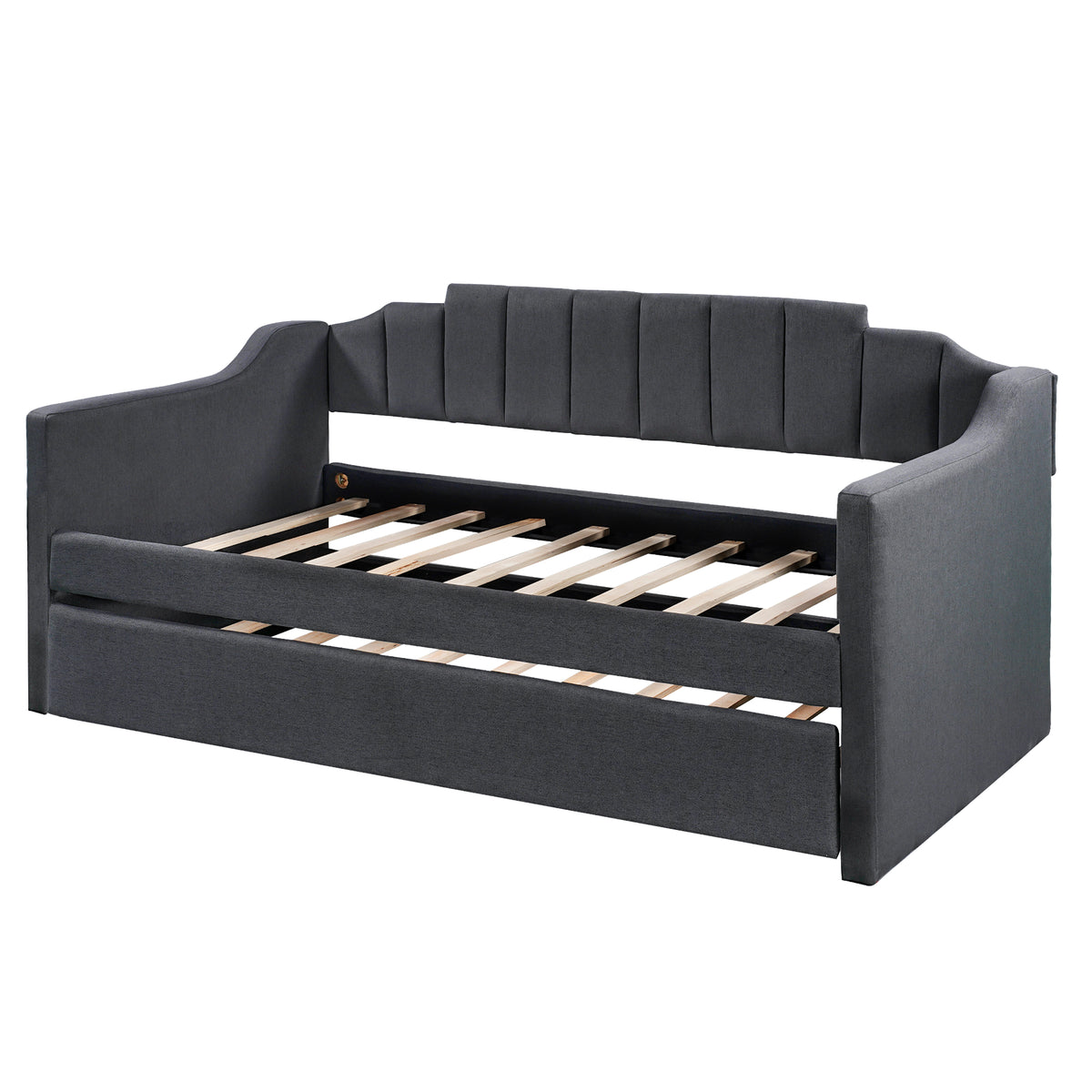 Twin Upholstered Daybed with Trundle – Black