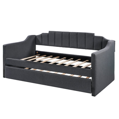 Twin Upholstered Daybed with Trundle – Black