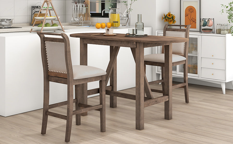 3-Piece Counter Dining Set Brown