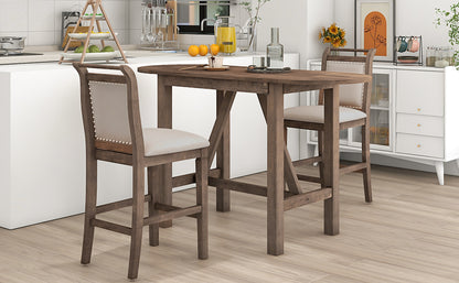 3-Piece Counter Dining Set Brown