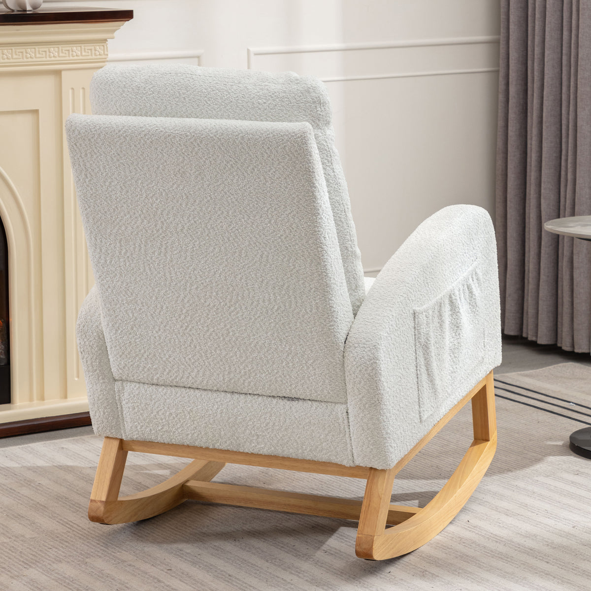 Accent Rocking Chair with Footrest – Black Rubber Wood