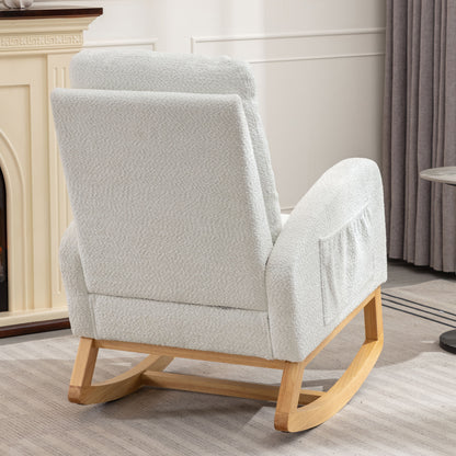 Accent Rocking Chair with Footrest – Black Rubber Wood
