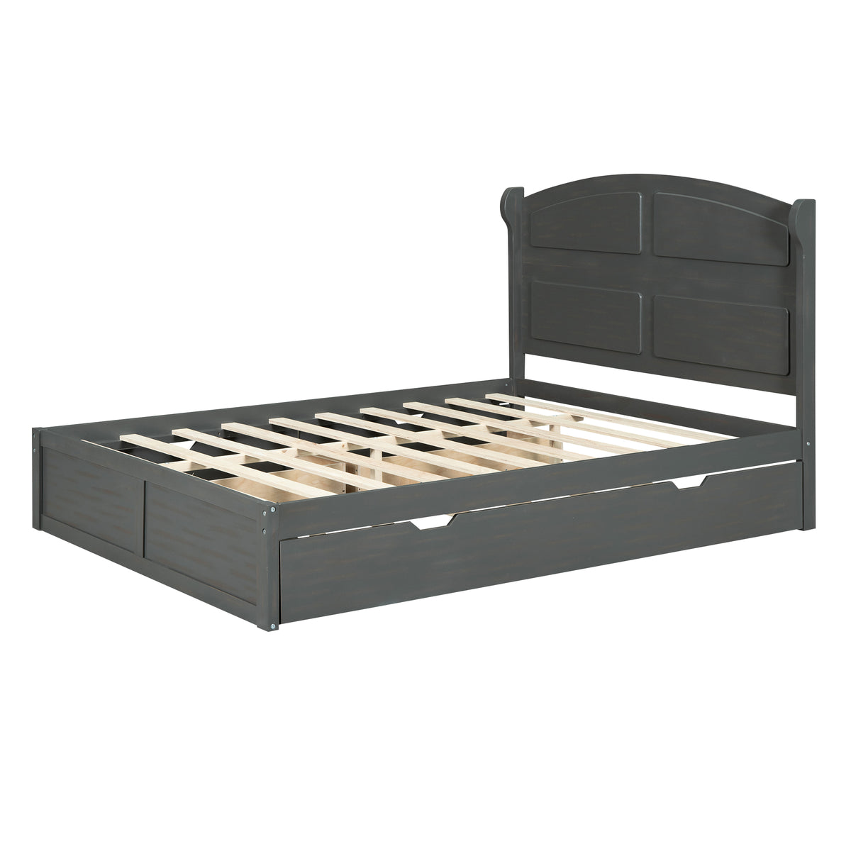 Queen Platform Bed with Trundle Antique Gray
