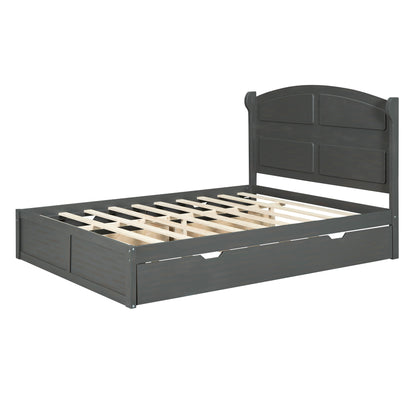 Queen Platform Bed with Trundle Antique Gray