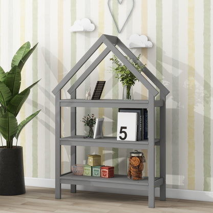 House Frame Platform Bed with Storage Gray