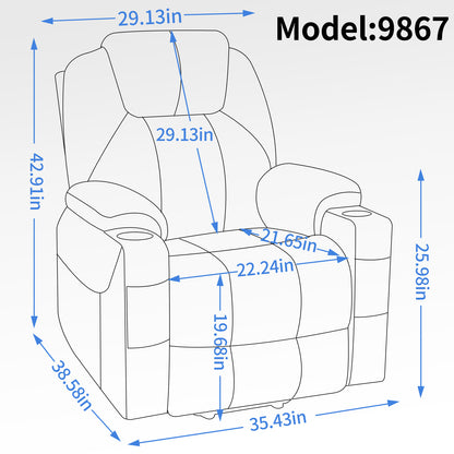 Chenille Power Recliner Chair 350LB Capacity