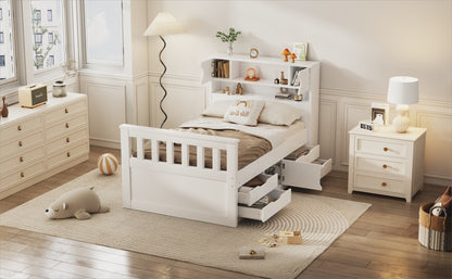 Twin Captain Platform Bed White