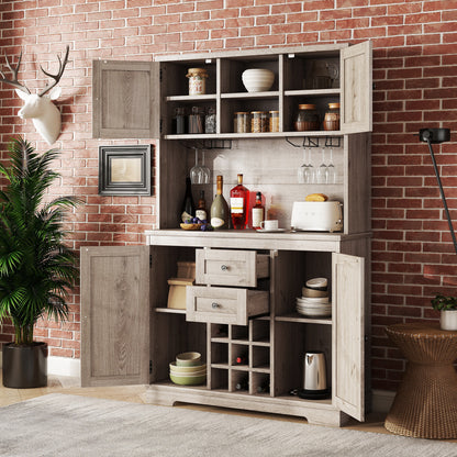 Farmhouse Coffee Bar Cabinet with Wine Storage