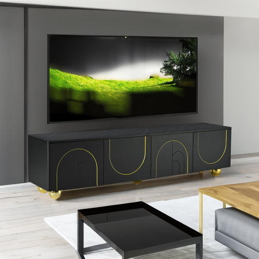 Modern TV Stand with Cabinets Walnut