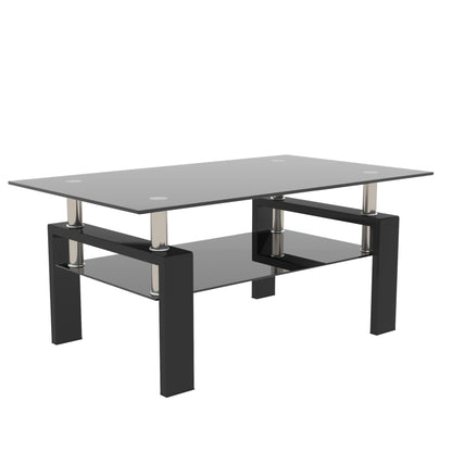 Rectangular Glass Coffee Table – Black