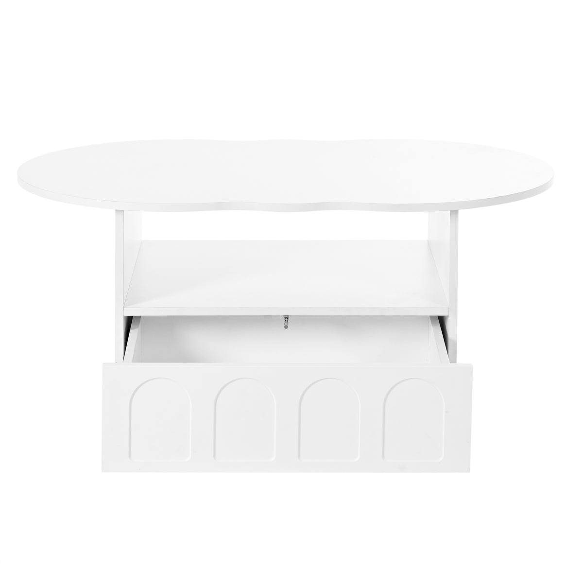 Cream Coffee Table with Storage Drawers – White