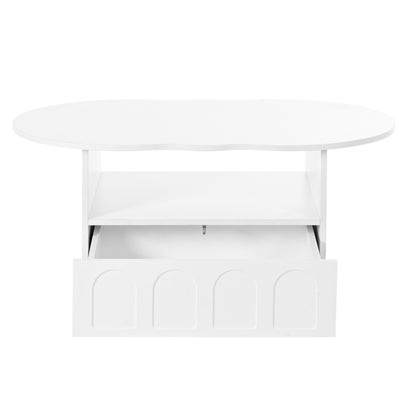 Cream Coffee Table with Storage Drawers – White