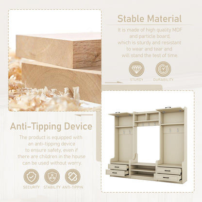 Hall Tree Cabinet Beige