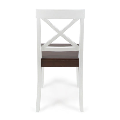 Roshan Farmhouse Dining Chair Set (2 pcs) – White & Walnut
