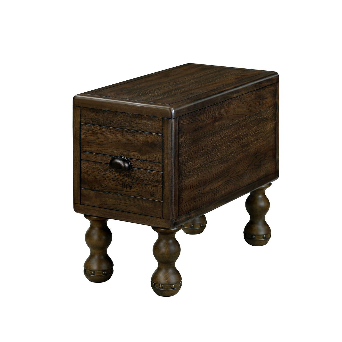 Solid Wood End Table – Espresso Finish with Drawers