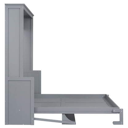 Queen Murphy Bed with Storage Gray