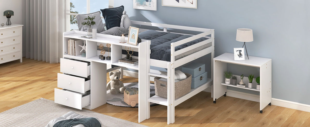 Low Loft Bed White