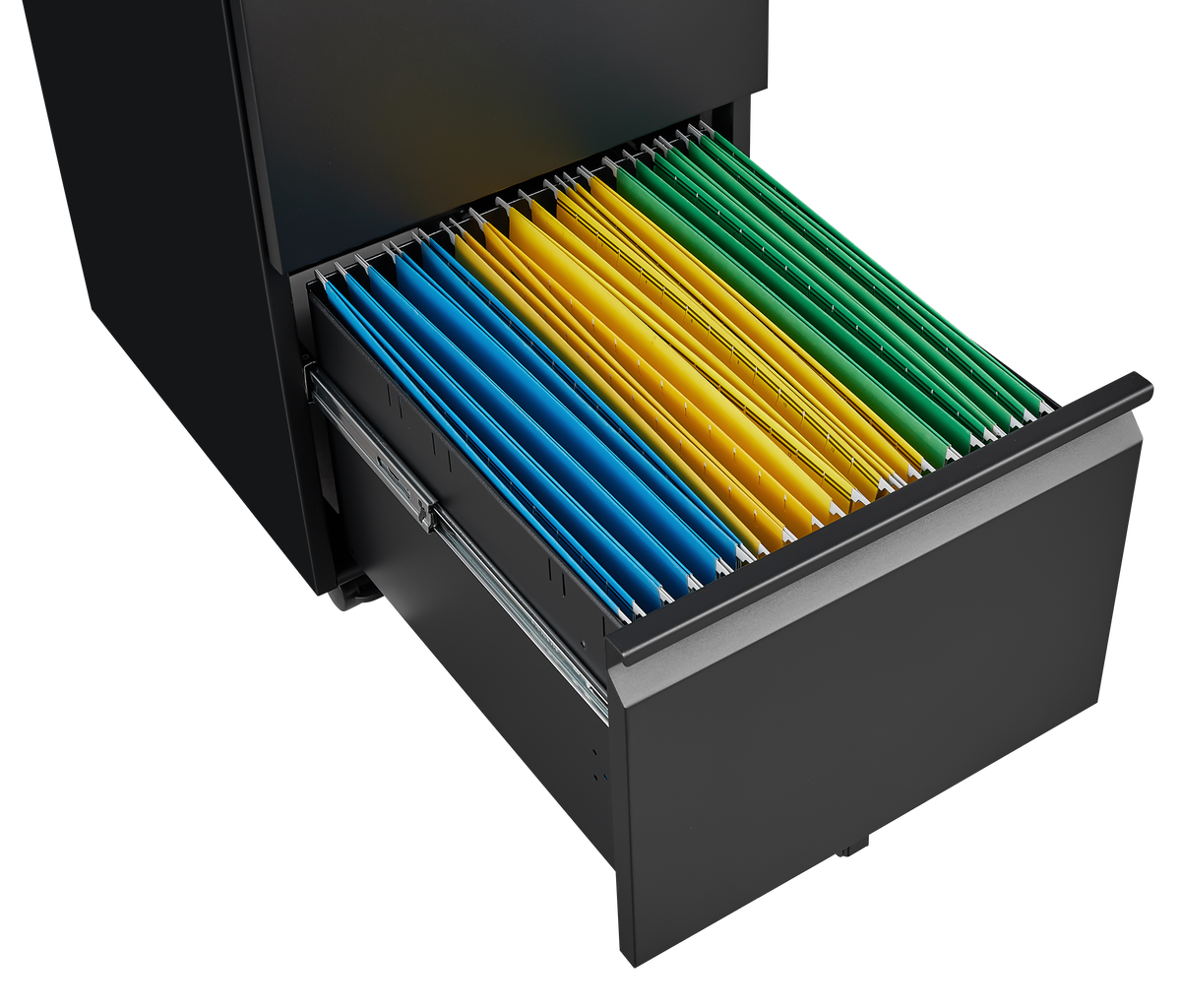 Black 2-Drawer Mobile File Cabinet – 25.6" High with Lock for Legal/Letter Size Files