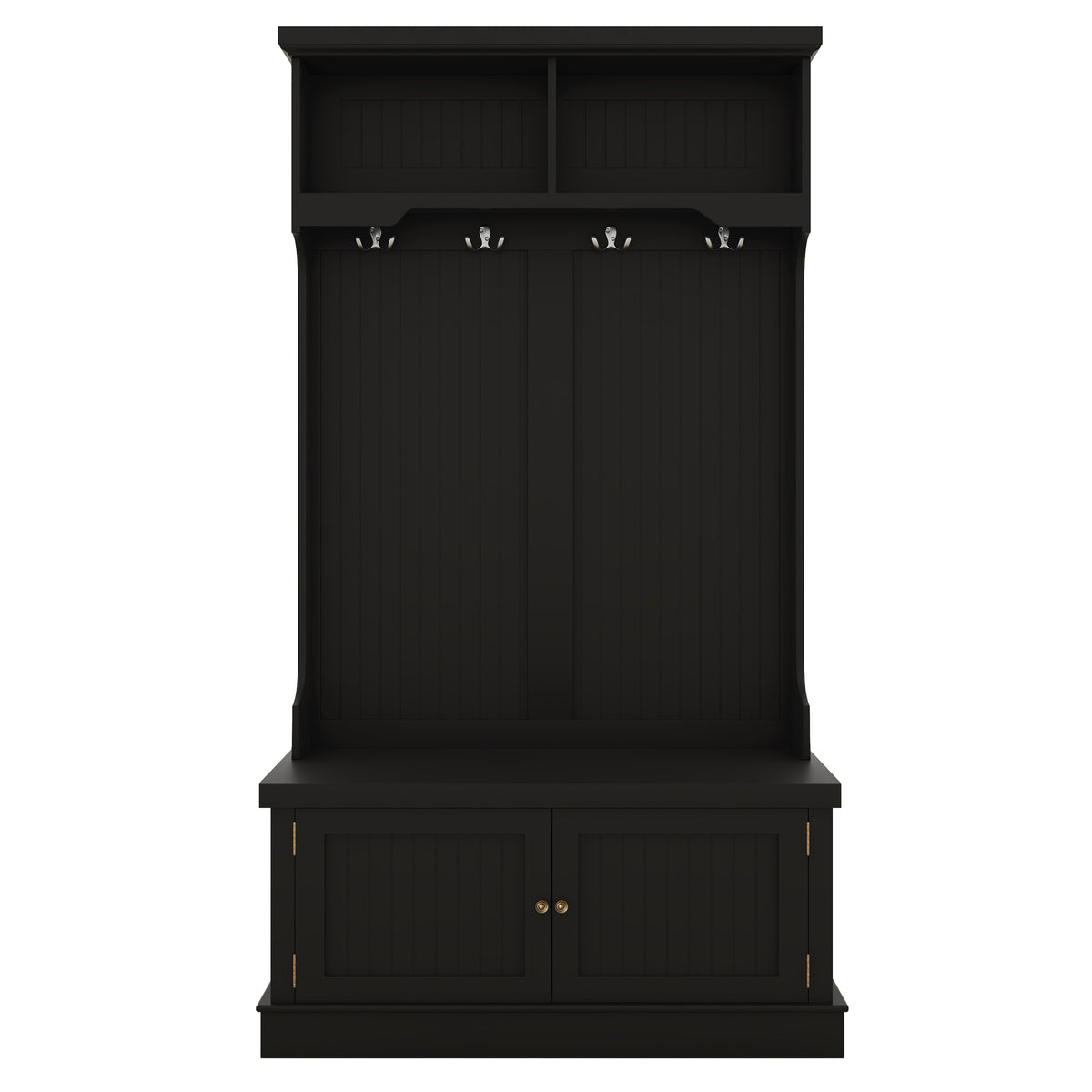 Hall Tree with Drawers and Hooks Black