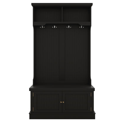 Hall Tree with Drawers and Hooks Black