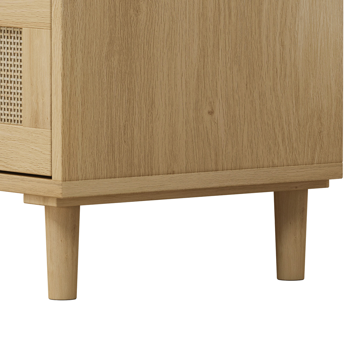 Rattan Drawer Storage Cabinet – Oak & MDF Sideboard