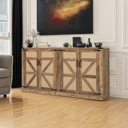 Rustic Oak 4-Door Sideboard