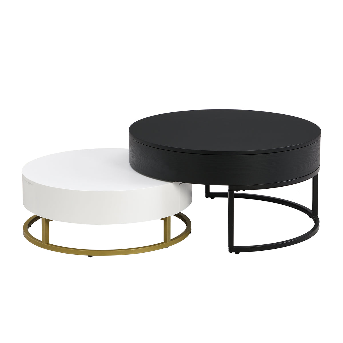 Lift-Top Coffee Tables with Drawers Black