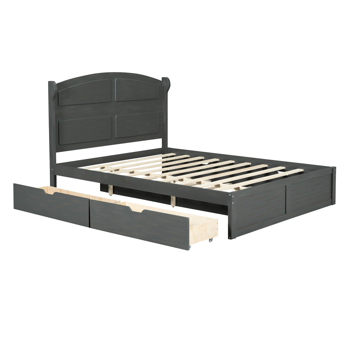 Queen Platform Bed with Trundle Antique Gray