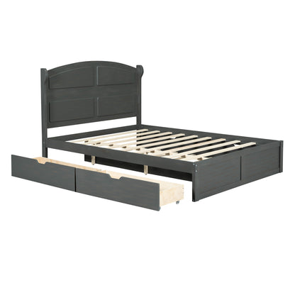 Queen Platform Bed with Trundle Antique Gray