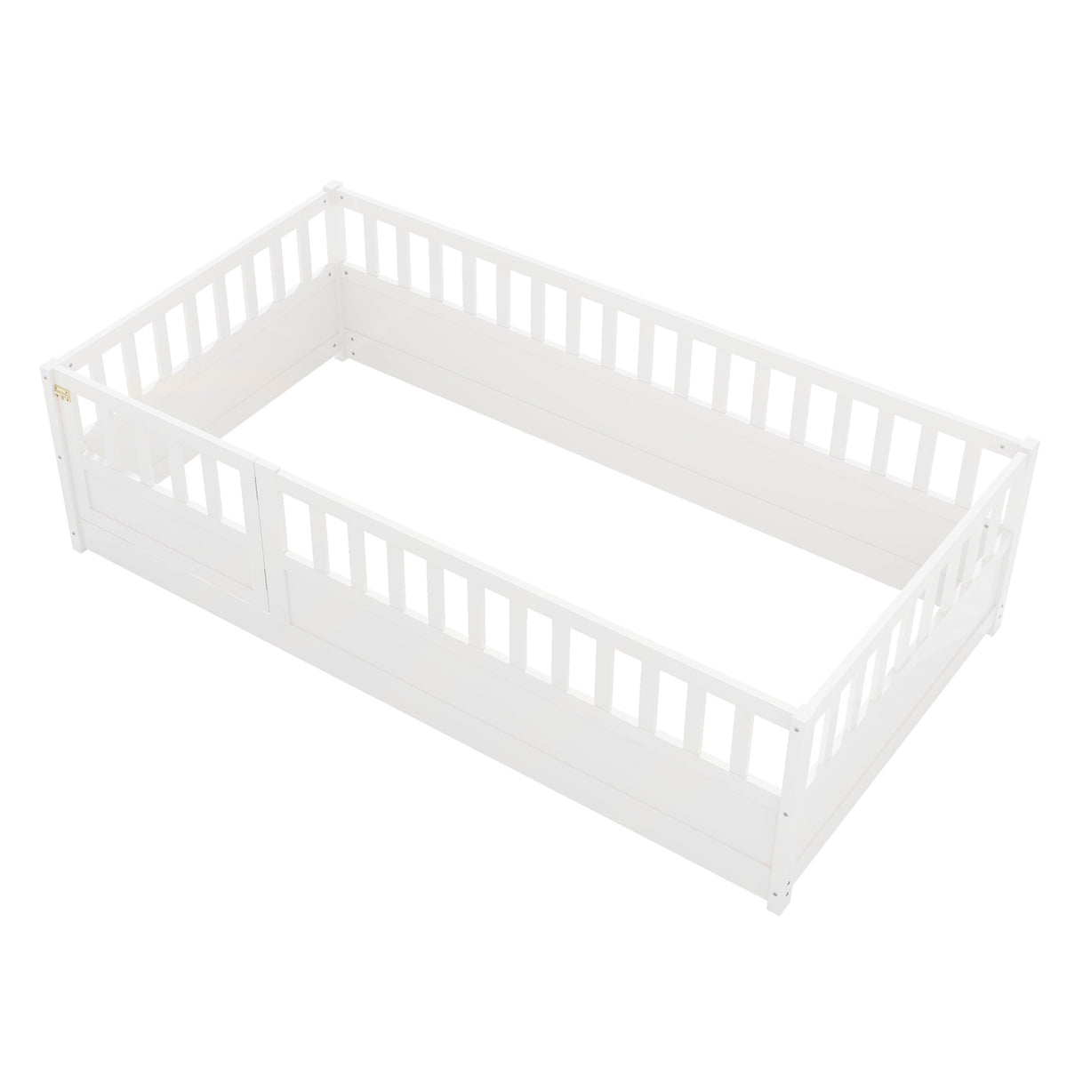 Montessori Floor Bed – White Wooden Frame