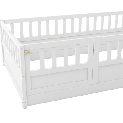 Montessori Floor Bed – White Wooden Frame