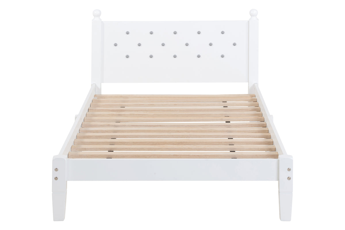 Twin Upholstered Bed with Button Headboard