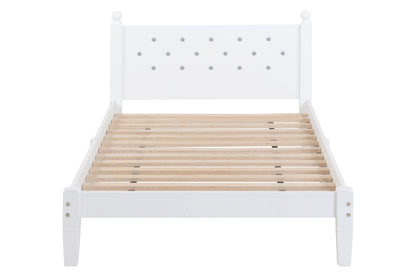 Twin Upholstered Bed with Button Headboard