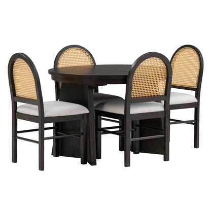 Retro Dining Set (5 pcs) – Espresso Finish