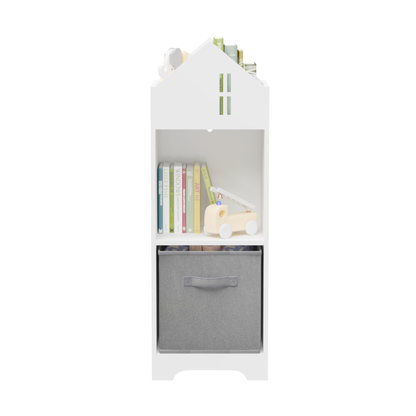Two-Tier Storage Bookcase – White and Grey Playhouse Edition
