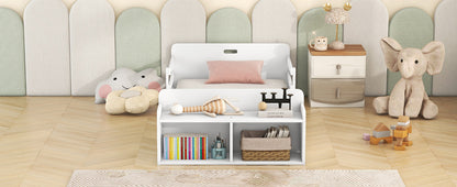 Twin Floor Bed with Guardrail White