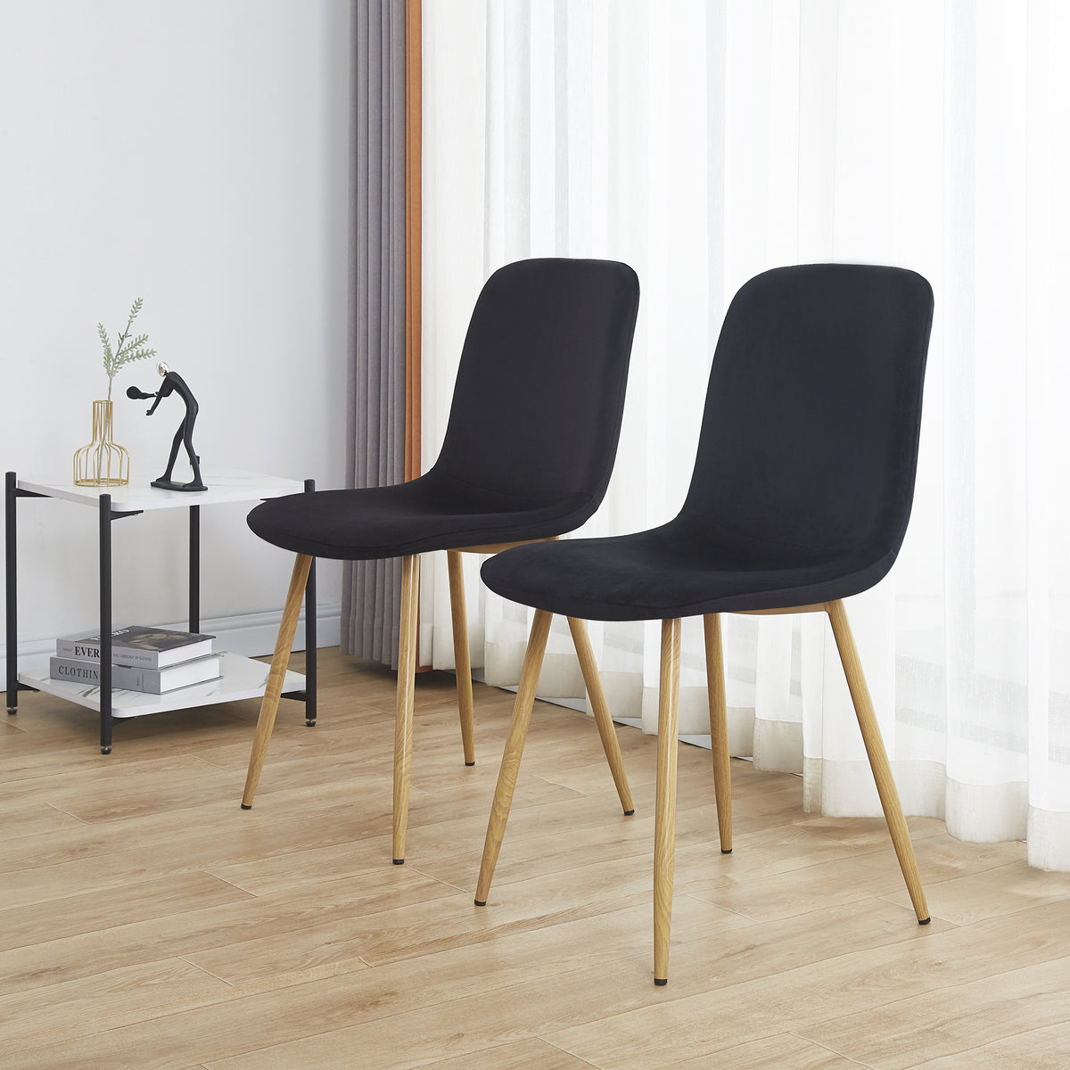 Set of 4 Black Dining Chairs Modern Design