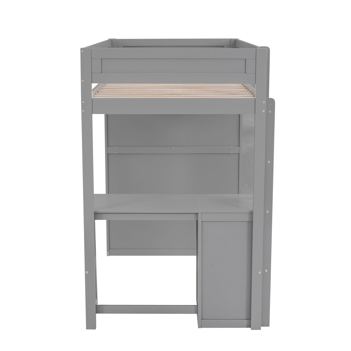 Twin Loft Bed with Wardrobe Gray