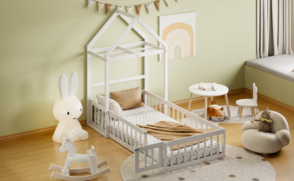 Wooden Twin Bed with Clothes Drying Rack Pink