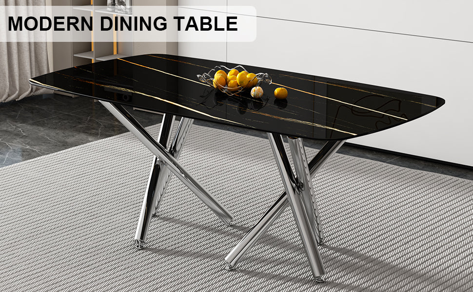 Large Minimalist Dining Table Gray