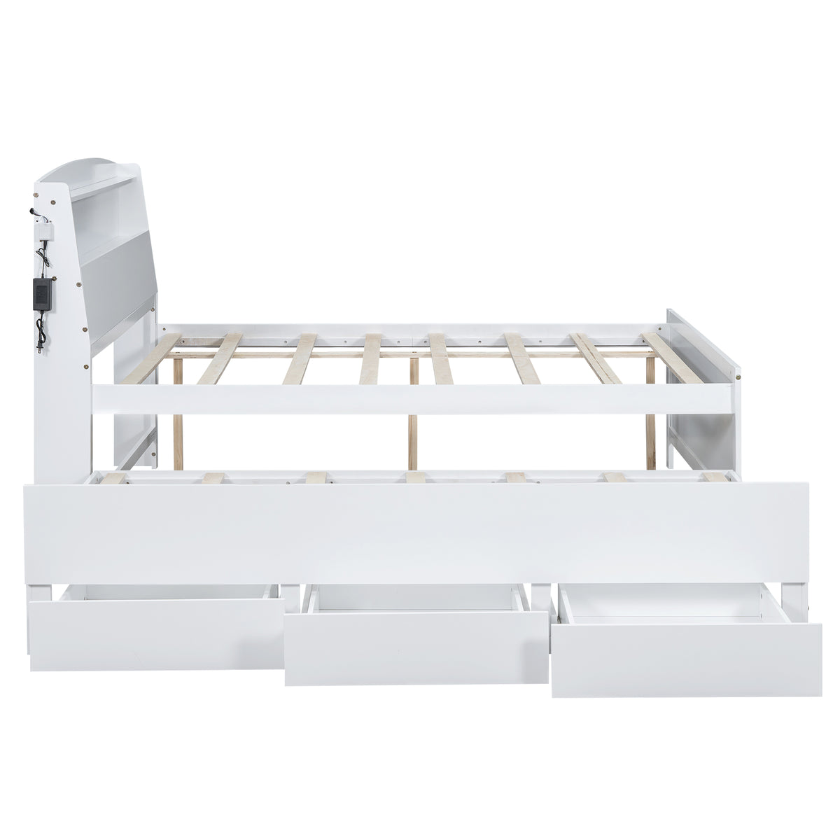Full Storage Platform Bed White