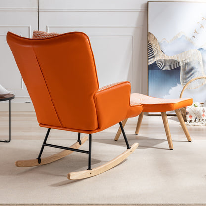 Houndstooth Rocking Chair – Orange Fabric