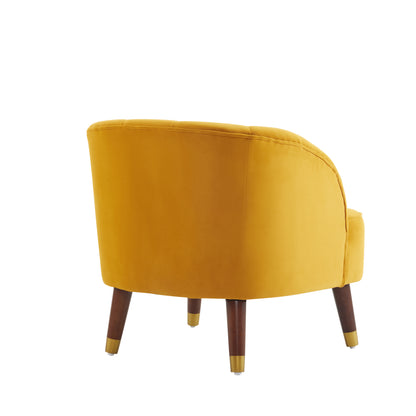 Barrel Accent Chair with Wooden Legs Brown